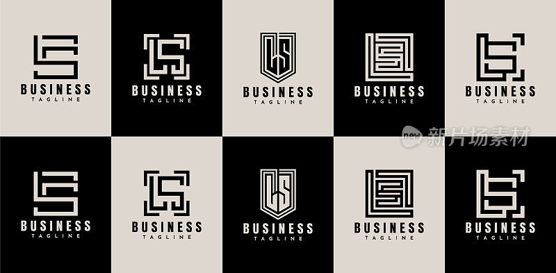 极简主义最初的LS LS LS品牌。现代行字母SL LS品牌设计。